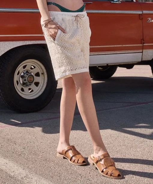 HIPPIE FLATS TAN CRINKLE PATENT