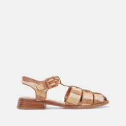 HOLIS SANDALS TAN MULTI RAFFIA