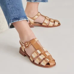 HOLIS SANDALS TAN MULTI RAFFIA