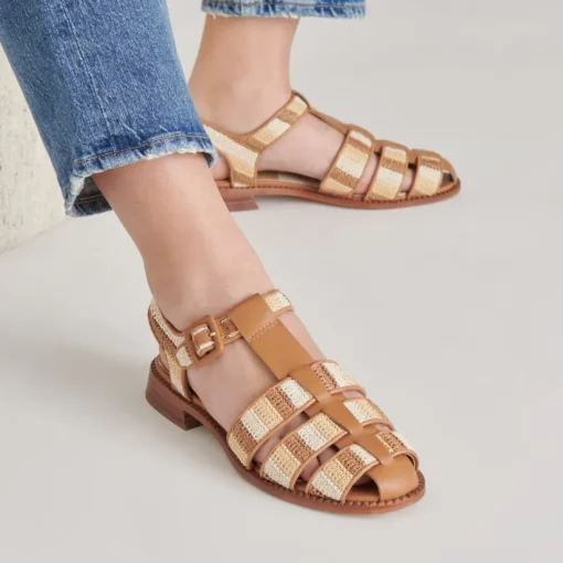 HOLIS SANDALS TAN MULTI RAFFIA