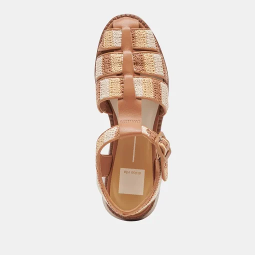 HOLIS SANDALS TAN MULTI RAFFIA