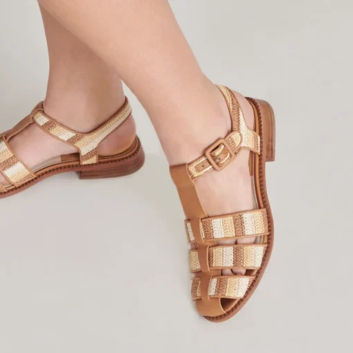HOLIS SANDALS TAN MULTI RAFFIA