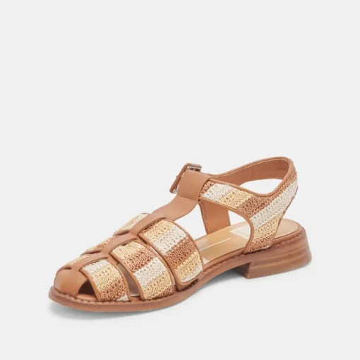 HOLIS SANDALS TAN MULTI RAFFIA