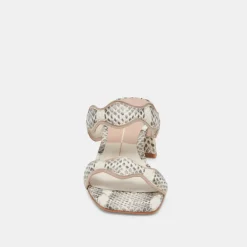 ILVA MID HEELS GREY WHITE EMBOSSED LEATHER