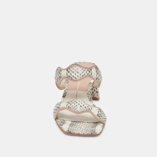 ILVA MID HEELS GREY WHITE EMBOSSED LEATHER
