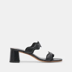 ILVA MID HEELS ONYX EMBOSSED LEATHER