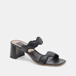 ILVA MID HEELS ONYX EMBOSSED LEATHER