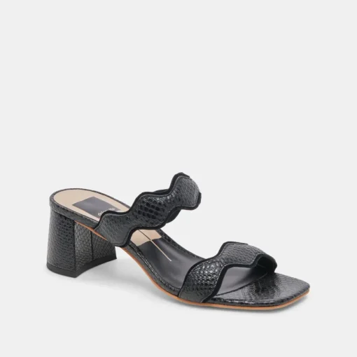 ILVA MID HEELS ONYX EMBOSSED LEATHER
