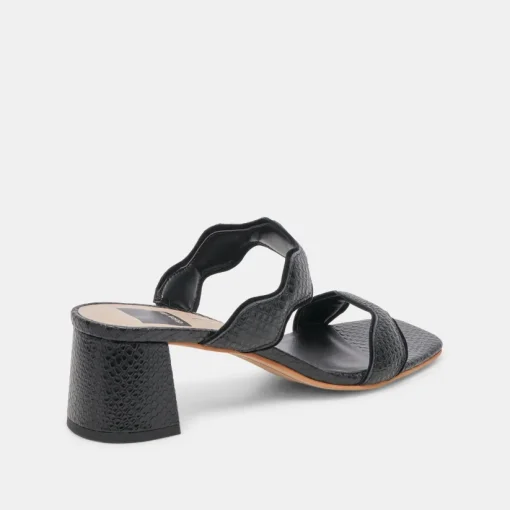 ILVA MID HEELS ONYX EMBOSSED LEATHER