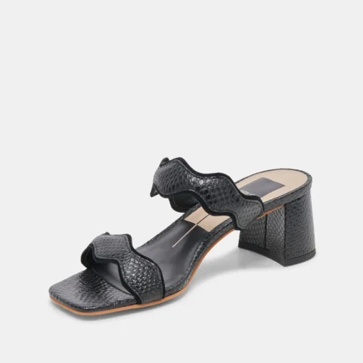 ILVA MID HEELS ONYX EMBOSSED LEATHER
