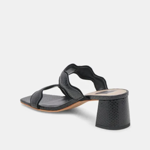 ILVA MID HEELS ONYX EMBOSSED LEATHER