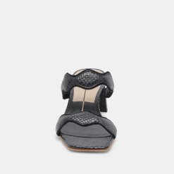ILVA MID HEELS ONYX EMBOSSED LEATHER