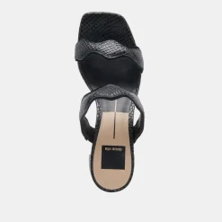 ILVA MID HEELS ONYX EMBOSSED LEATHER
