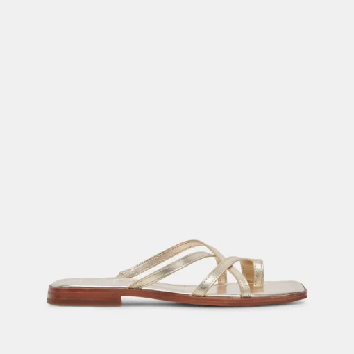 INDIGO SANDALS GOLD DISTRESSED LEATHER
