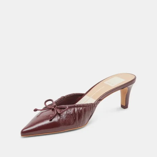 KAIRI MID HEELS CRANBERRY CRINKLE PATENT