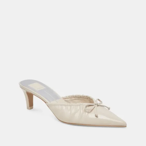 KAIRI MID HEELS IVORY CRINKLE PATENT