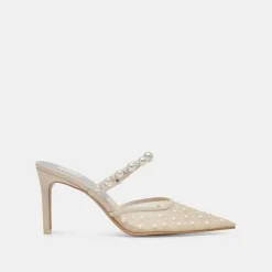 KATIK PEARL HEELS IVORY MESH
