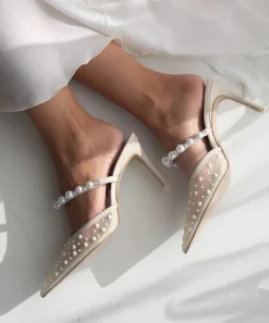 KATIK PEARL HEELS IVORY MESH