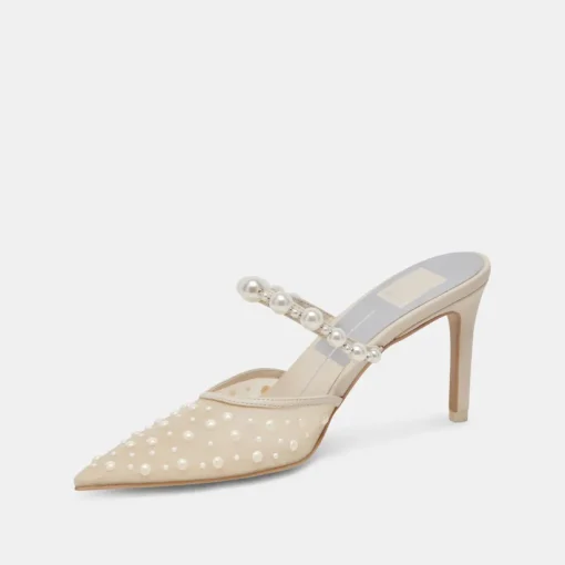 KATIK PEARL HEELS IVORY MESH