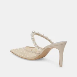 KATIK PEARL HEELS IVORY MESH