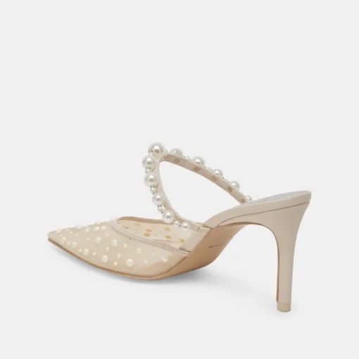 KATIK PEARL HEELS IVORY MESH