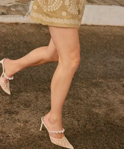 KATIK PEARL HEELS IVORY MESH
