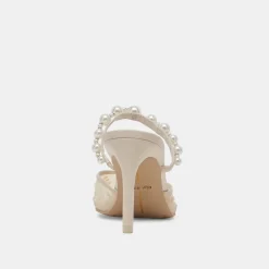 KATIK PEARL HEELS IVORY MESH