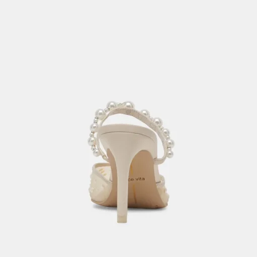 KATIK PEARL HEELS IVORY MESH