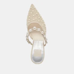 KATIK PEARL HEELS IVORY MESH