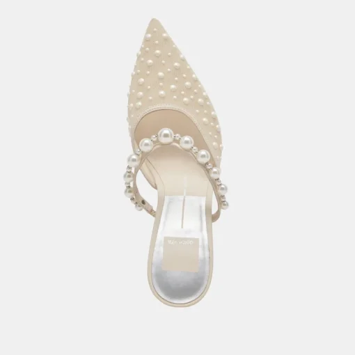 KATIK PEARL HEELS IVORY MESH