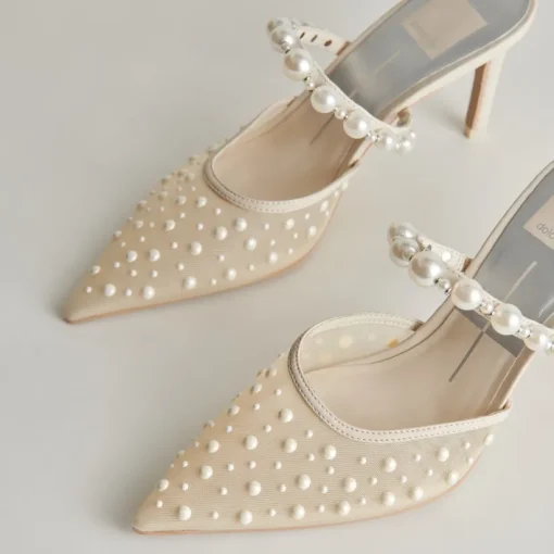 KATIK PEARL HEELS IVORY MESH