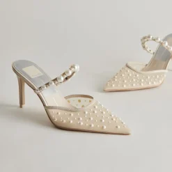 KATIK PEARL HEELS IVORY MESH
