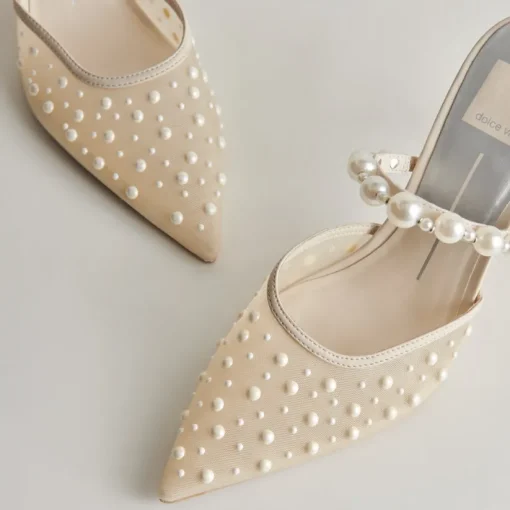KATIK PEARL HEELS IVORY MESH