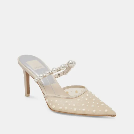 KATIK PEARL HEELS IVORY MESH