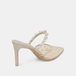 KATIK PEARL HEELS IVORY MESH