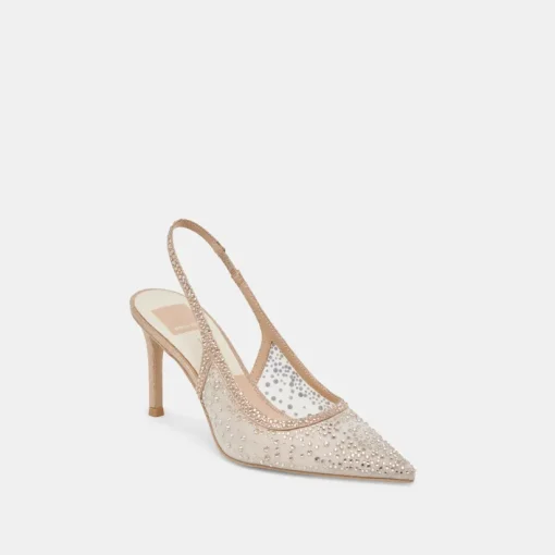 KAYE CRYSTAL HEELS GOLD MESH
