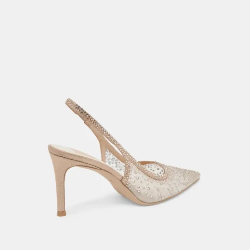 KAYE CRYSTAL HEELS GOLD MESH
