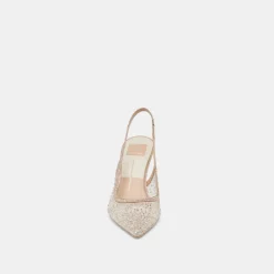 KAYE CRYSTAL HEELS GOLD MESH