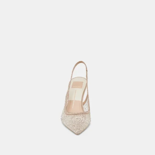 KAYE CRYSTAL HEELS GOLD MESH