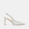 KAYE CRYSTAL HEELS WHITE MESH