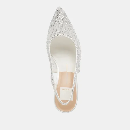 KAYE CRYSTAL HEELS WHITE MESH