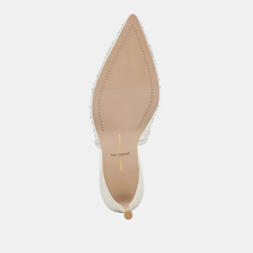 KAYE CRYSTAL HEELS WHITE MESH