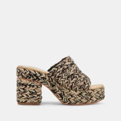 LADY HEELS BLACK MULTI WOVEN