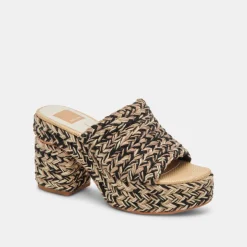 LADY HEELS BLACK MULTI WOVEN
