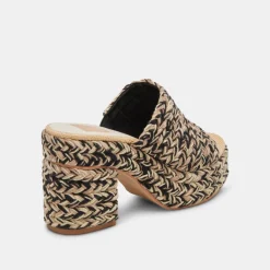 LADY HEELS BLACK MULTI WOVEN