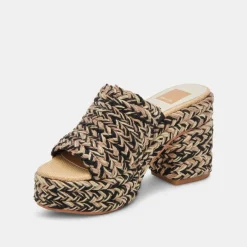 LADY HEELS BLACK MULTI WOVEN