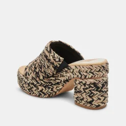 LADY HEELS BLACK MULTI WOVEN