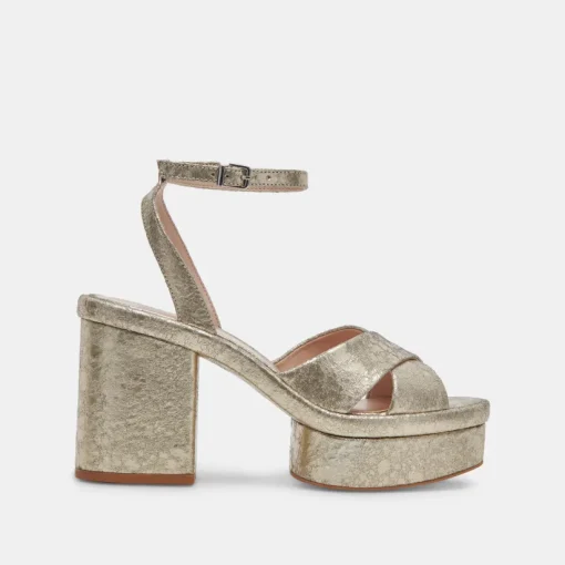 LAISHA HEELS PLATINUM DISTRESSED LEATHER
