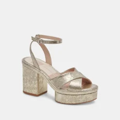 LAISHA HEELS PLATINUM DISTRESSED LEATHER