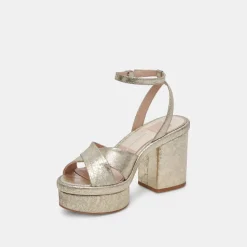 LAISHA HEELS PLATINUM DISTRESSED LEATHER
